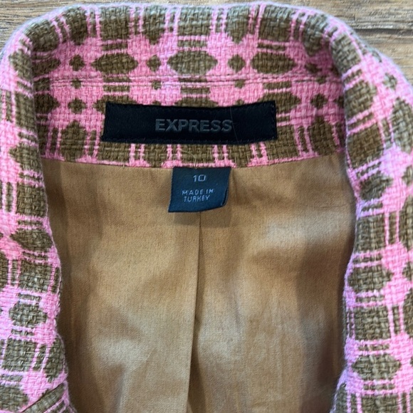 Express Pink and Brown Plaid Women's Jacket Size 10 in Excellent Condition - Picture 3 of 5